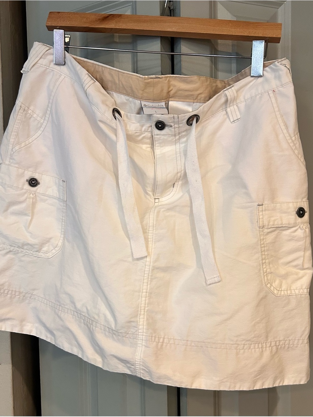 Casual Drawstring Utility Skort in Off-White